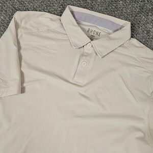 Rhone Mens Delta Pique Polo Shirt Light Gray Short Sleeve Performance Size M